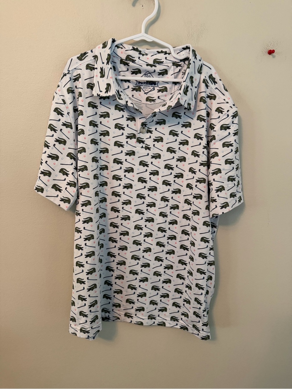 Burlebo White Alligator Print Polo Shirt
